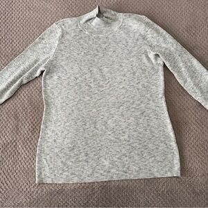 Cyrus Light Gray Ribbed Mock Neck Knit Sweater